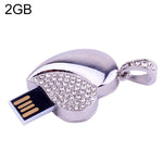 Clé USB bijou diamant en forme de cœur argenté, spécial cadeaux Saint-Valentin, 2GB, 4GB, 8GB, 16GB, 32GB