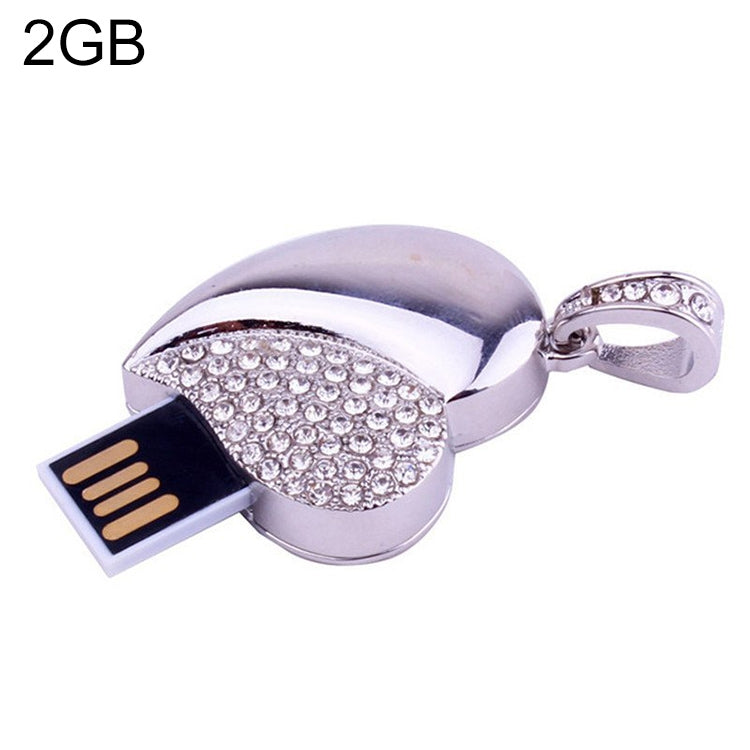 Clé USB bijou diamant en forme de cœur argenté, spécial cadeaux Saint-Valentin, 2GB, 4GB, 8GB, 16GB, 32GB