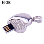 Clé USB bijou diamant en forme de cœur argenté, spécial cadeaux Saint-Valentin, 2GB, 4GB, 8GB, 16GB, 32GB