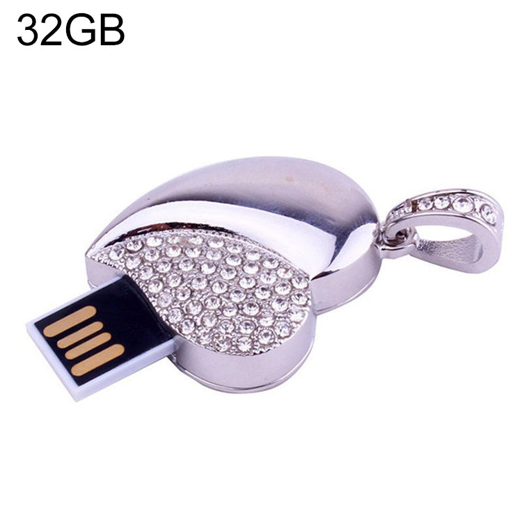 Clé USB bijou diamant en forme de cœur argenté, spécial cadeaux Saint-Valentin, 2GB, 4GB, 8GB, 16GB, 32GB