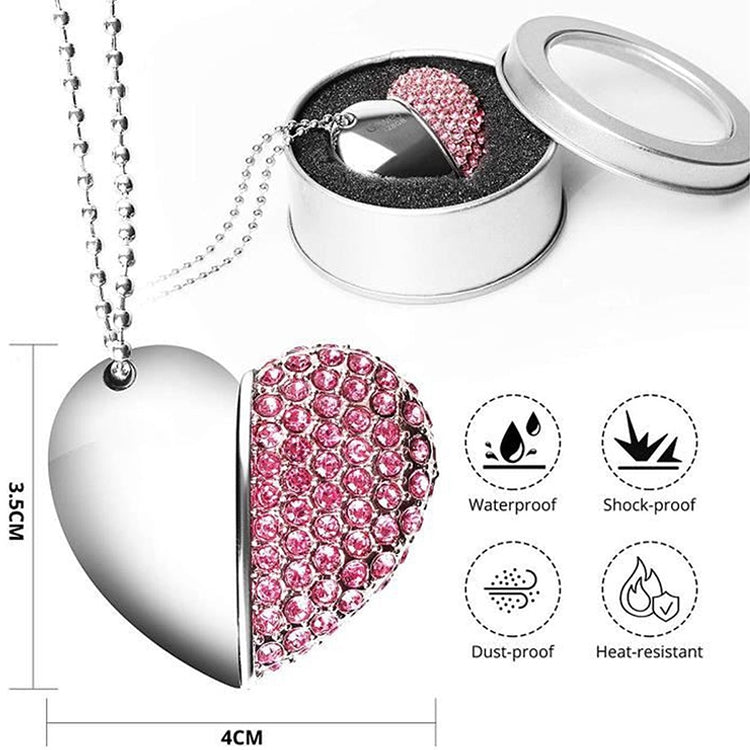 Clé USB en forme de cœur avec bijou diamant, spéciale pour cadeaux de la Saint-Valentin, 2 Go, 4 Go, 8 Go, 16 Go