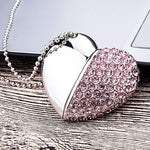 Clé USB en forme de cœur avec bijou diamant, spéciale pour cadeaux de la Saint-Valentin, 2 Go, 4 Go, 8 Go, 16 Go