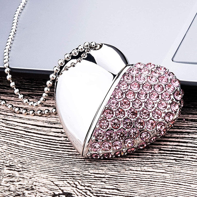 Clé USB en forme de cœur avec bijou diamant, spéciale pour cadeaux de la Saint-Valentin, 2 Go, 4 Go, 8 Go, 16 Go