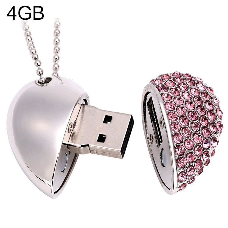 Clé USB en forme de cœur avec bijou diamant, spéciale pour cadeaux de la Saint-Valentin, 2 Go, 4 Go, 8 Go, 16 Go