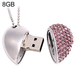 Clé USB en forme de cœur avec bijou diamant, spéciale pour cadeaux de la Saint-Valentin, 2 Go, 4 Go, 8 Go, 16 Go