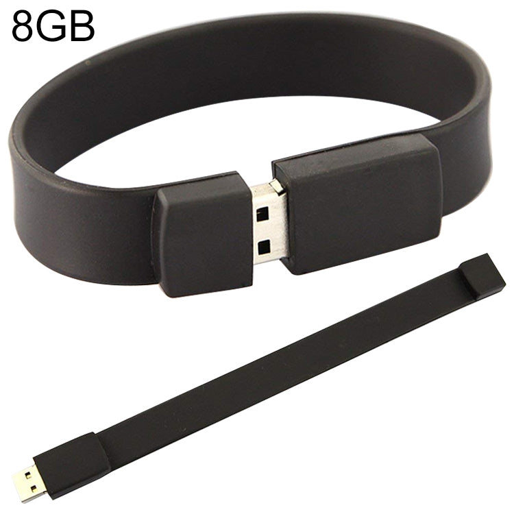 Clé USB 2.0 bracelet en silicone 8GB, 8GB (Noir)