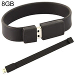Clé USB 2.0 bracelet en silicone 8GB, 8GB (Noir)