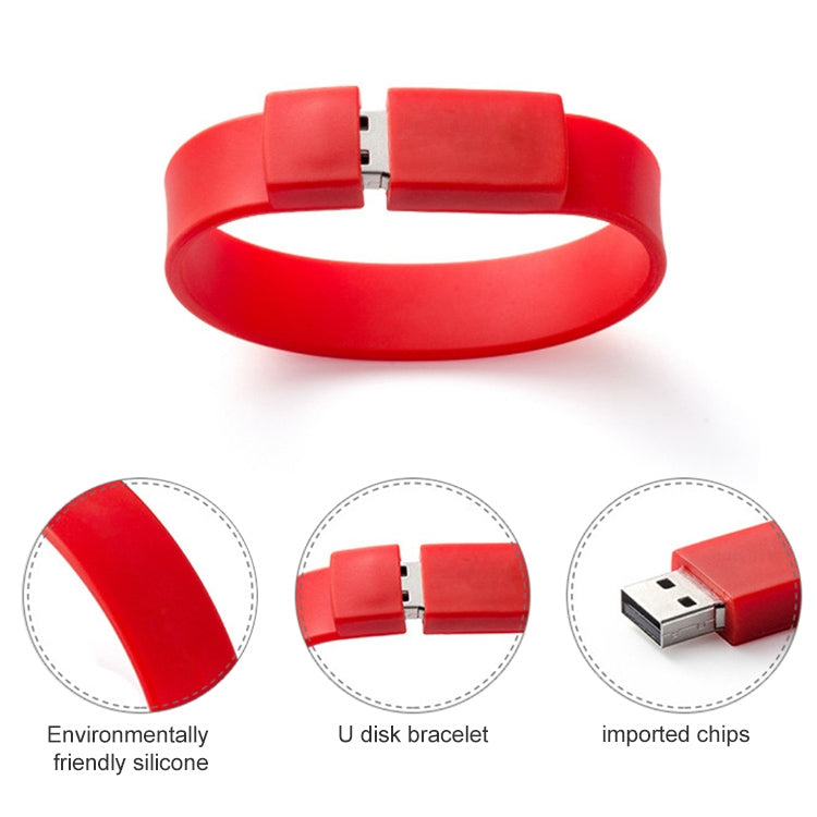 Clé USB 2.0 bracelet en silicone 8GB, 8GB (Noir)