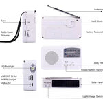 Lampe de poche LED solaire / dynamo portable multifonction avec radio AM/FM et chargeur de téléphone mobile, RD369