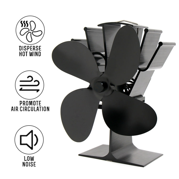 Ventilateur de poêle YL603 en alliage d'aluminium écologique, 4 pales, alimenté par la chaleur, pour poêles à bois/gaz/granulés