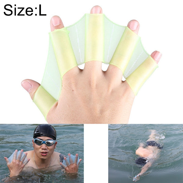 Palmes de natation en silicone avec doigts palmés, gants d'entraînement, L, Taille : L Vert, Taille : L Bleu
