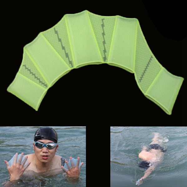 Palmes de natation en silicone avec doigts palmés, gants d'entraînement, L, Taille : L Vert, Taille : L Bleu