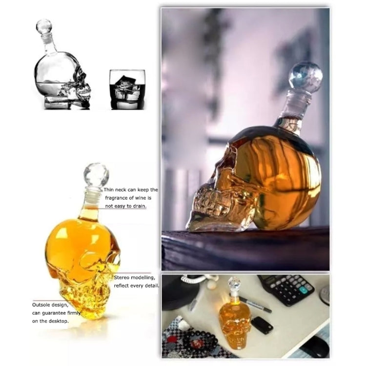 Bouteille Crâne en Verre Cristal pour Vodka, Whisky, Bière, Liqueur, Vin Rouge et Autres Boissons, 350 ML