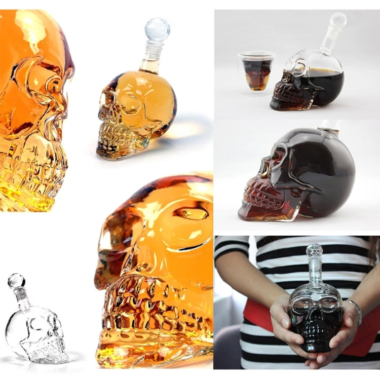 Bouteille Crâne en Verre Cristal pour Vodka, Whisky, Bière, Liqueur, Vin Rouge et Autres Boissons, 350 ML