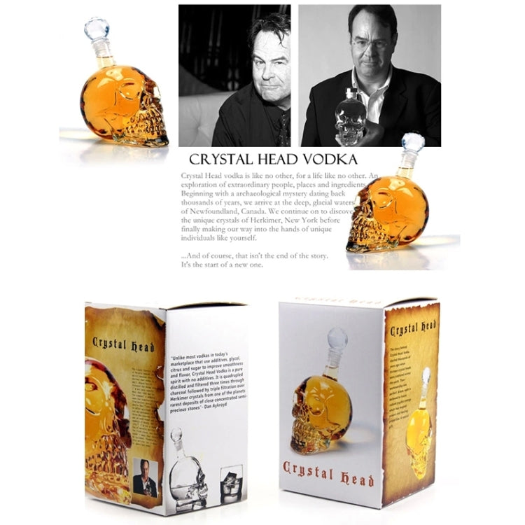 Bouteille Crâne en Verre Cristal pour Vodka, Whisky, Bière, Liqueur, Vin Rouge et Autres Boissons, 350 ML