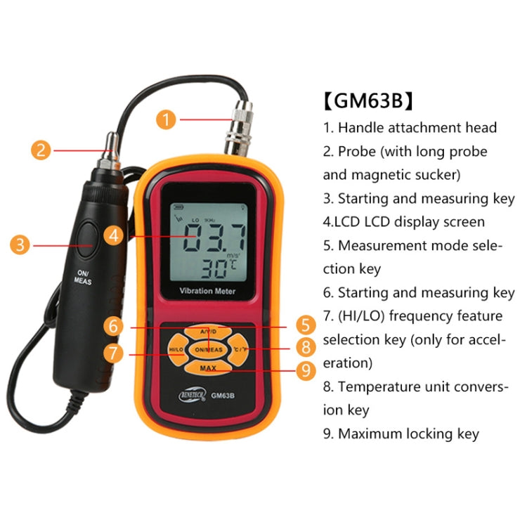Mesureur de vibration numérique BENETECH GM63B