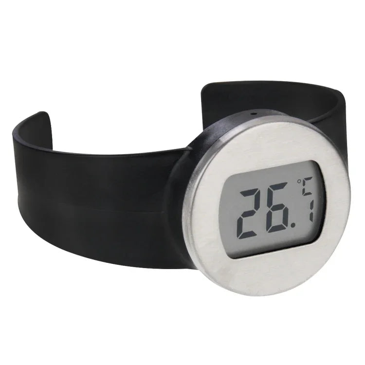 Thermomètre à vin numérique à affichage LCD en degrés Celsius, Diamètre de bouteille adapté : 65-80mm (Noir + Argent), TL802-TT