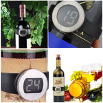 Thermomètre à vin numérique à affichage LCD en degrés Celsius, Diamètre de bouteille adapté : 65-80mm (Noir + Argent), TL802-TT