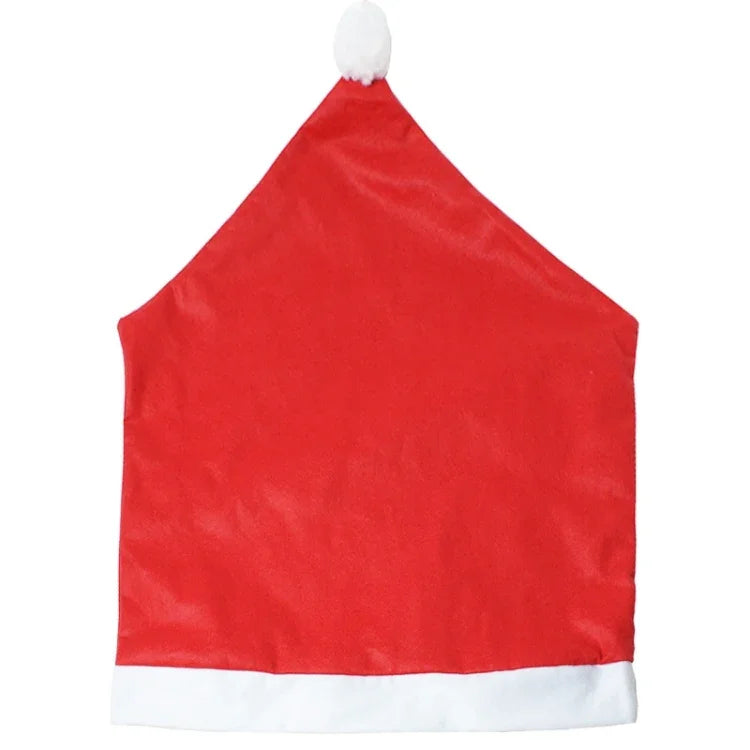 Housse de chaise décoration de Noël Chapeau rouge, Taille : 65cm x 50cm, Chapeau rouge