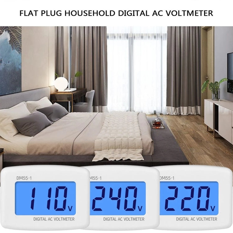 Voltmètre numérique AC LCD DM55-1, plage de mesure : 110V-300V, prise EU