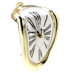 Horloge artistique rétro déformée à chiffres romains, effet chrome fondu, quartz irrégulier
