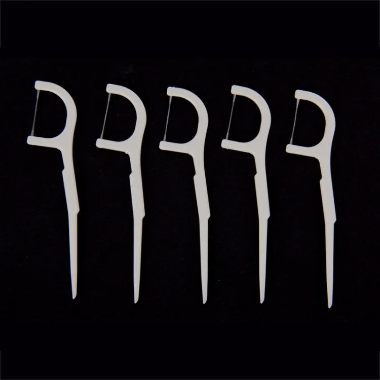 50 PCS cure-dents avec fil type large fil dentaire ABS, 50 PCS