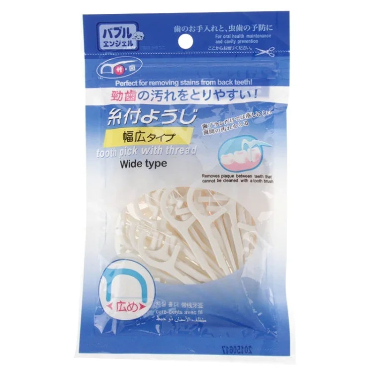 50 PCS cure-dents avec fil type large fil dentaire ABS, 50 PCS