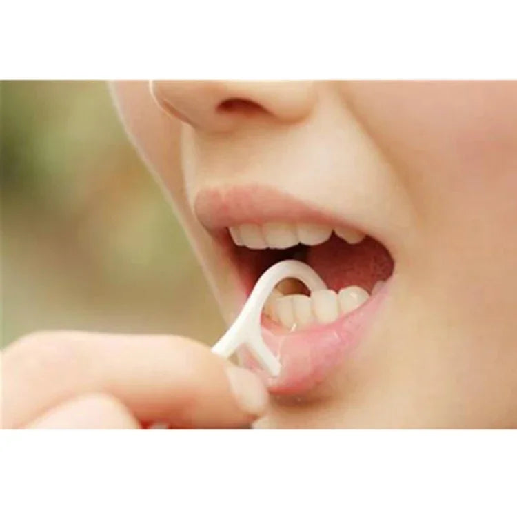50 PCS cure-dents avec fil type large fil dentaire ABS, 50 PCS