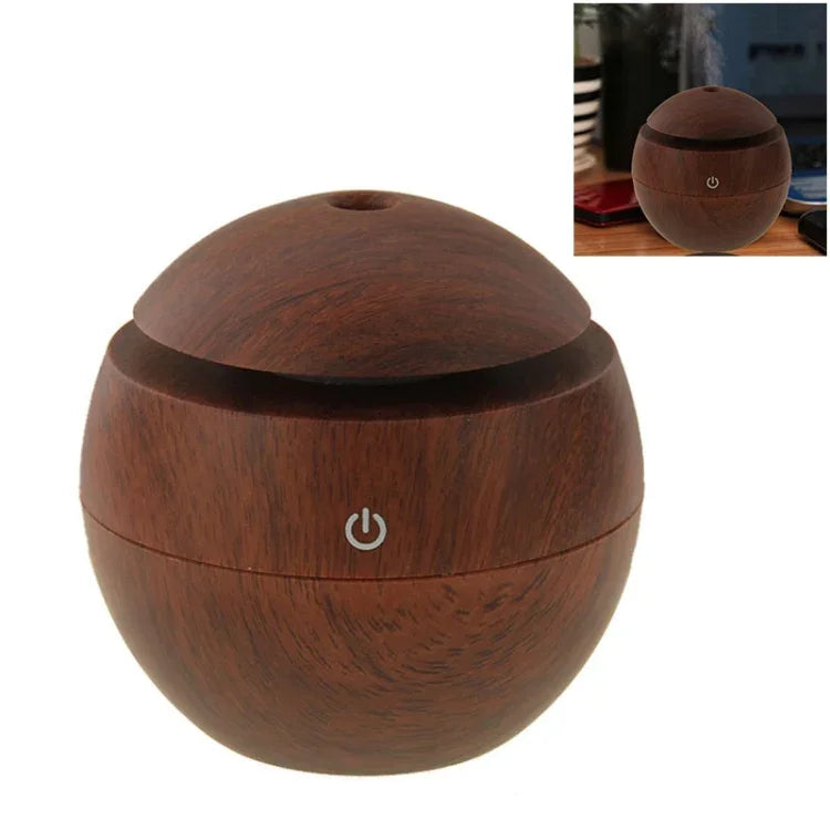 Humidificateur d'air aromatique ultrasonique 3W à texture bois rechargeable USB LM-X1, LM-X1