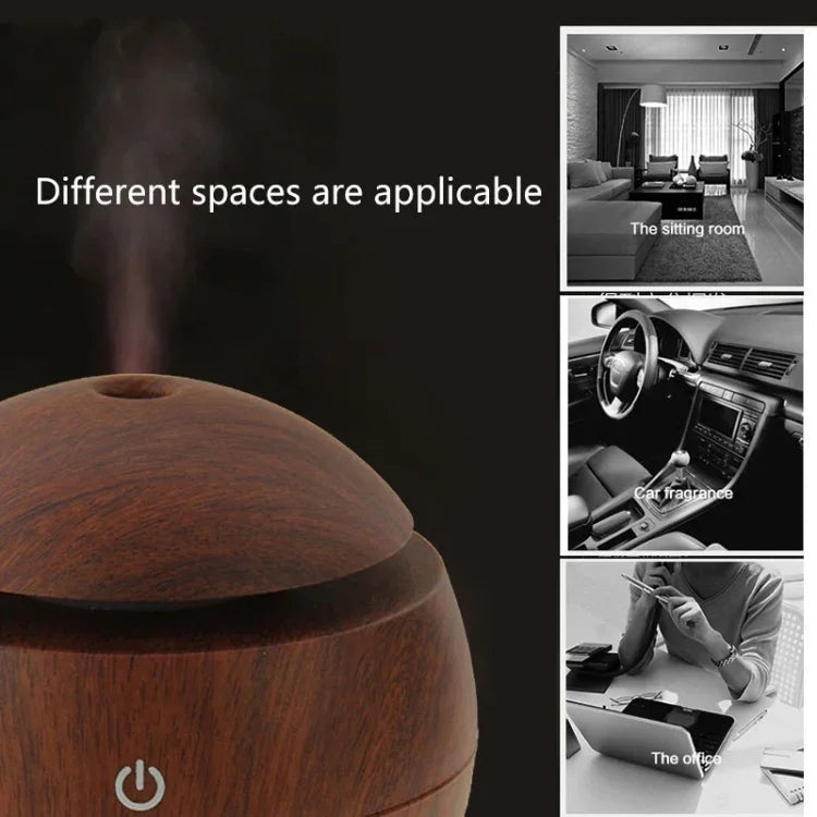 Humidificateur d'air aromatique ultrasonique 3W à texture bois rechargeable USB LM-X1, LM-X1