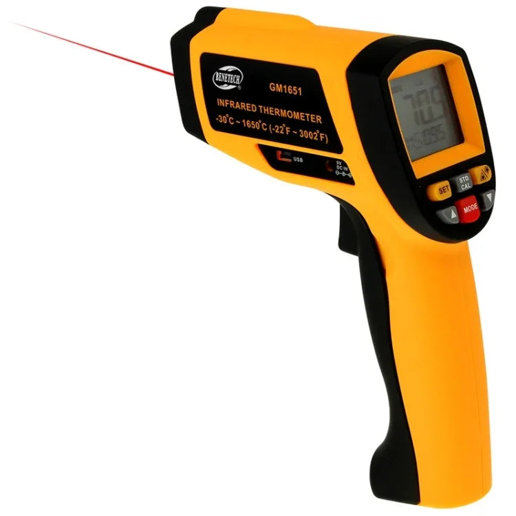 Pistolet thermique numérique USB à affichage digital BENETECH GM1651, Thermomètre infrarouge portable, Plage de mesure : -30~1650C, GM1651