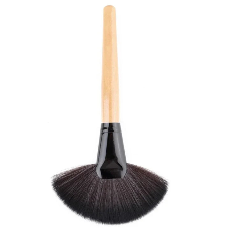 Lot de 24 pinceaux de maquillage à manche en bois et poils de cheval avec sac en cuir noir, 24 pièces