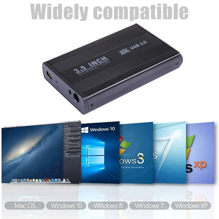 Boîtier externe HDD SATA 3,5 pouces, compatible USB 2.0, SATA avec alimentation 2.0A, SATA avec alimentation 1.5A