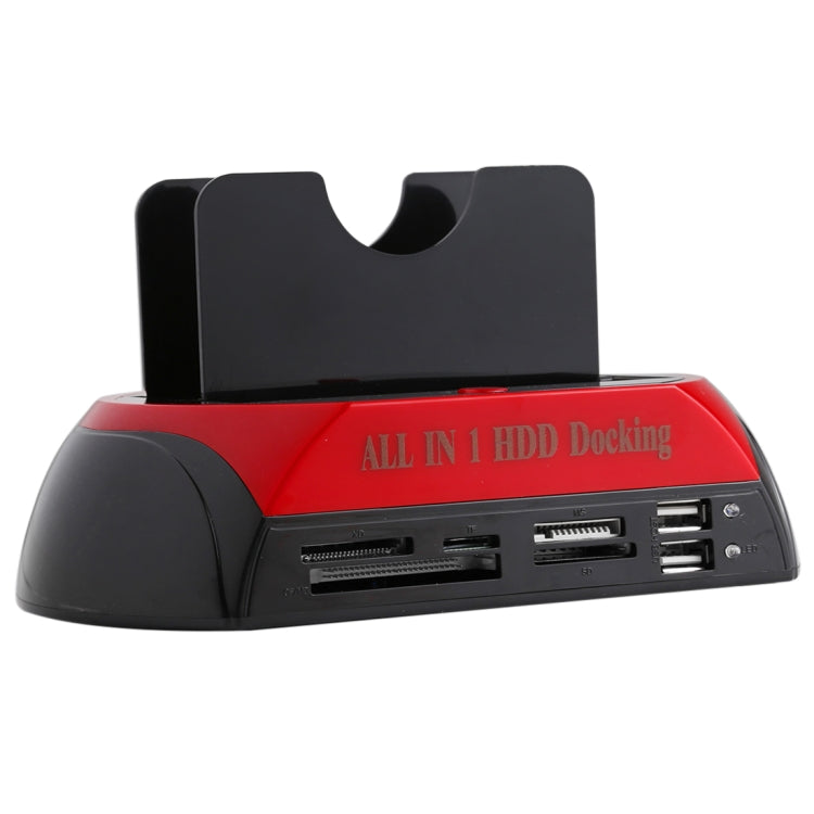 Station d'accueil tout-en-un double pour disques durs SATA/IDE 2,5 pouces/3,5 pouces avec lecteur de cartes et hub