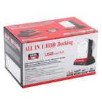 Station d'accueil tout-en-un double pour disques durs SATA/IDE 2,5 pouces/3,5 pouces avec lecteur de cartes et hub