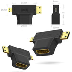 Adaptateur 3 en 1 HDMI femelle vers Mini HDMI mâle + Micro HDMI mâle, HDMI femelle vers Mini HDMI + Micro HDMI