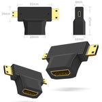 Adaptateur 3 en 1 HDMI femelle vers Mini HDMI mâle + Micro HDMI mâle, HDMI femelle vers Mini HDMI + Micro HDMI