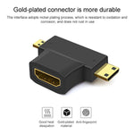 Adaptateur 3 en 1 HDMI femelle vers Mini HDMI mâle + Micro HDMI mâle, HDMI femelle vers Mini HDMI + Micro HDMI