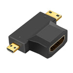 Adaptateur 3 en 1 HDMI femelle vers Mini HDMI mâle + Micro HDMI mâle, HDMI femelle vers Mini HDMI + Micro HDMI