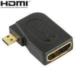 Adaptateur Micro HDMI mâle plaqué or vers HDMI 19 broches femelle avec angle de 90 degrés, Micro HDMI vers HDMI