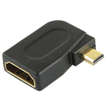 Adaptateur Micro HDMI mâle plaqué or vers HDMI 19 broches femelle avec angle de 90 degrés, Micro HDMI vers HDMI