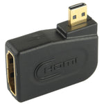 Adaptateur Micro HDMI mâle plaqué or vers HDMI 19 broches femelle avec angle de 90 degrés, Micro HDMI vers HDMI