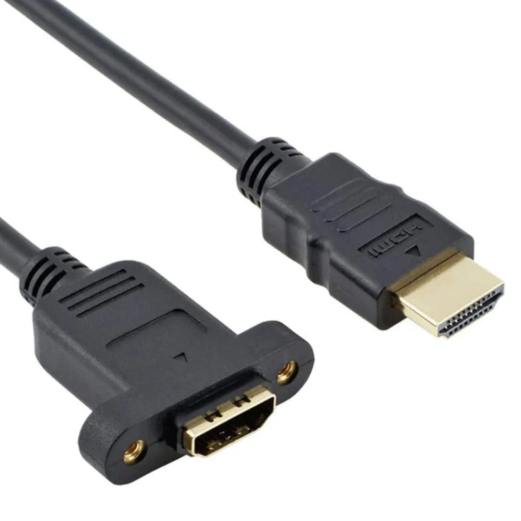 Câble adaptateur HDMI (Type-A) mâle vers HDMI (Type-A) femelle 30 cm avec 2 trous de vis, HDMI AM vers AF avec trou d'oreille (30 cm)