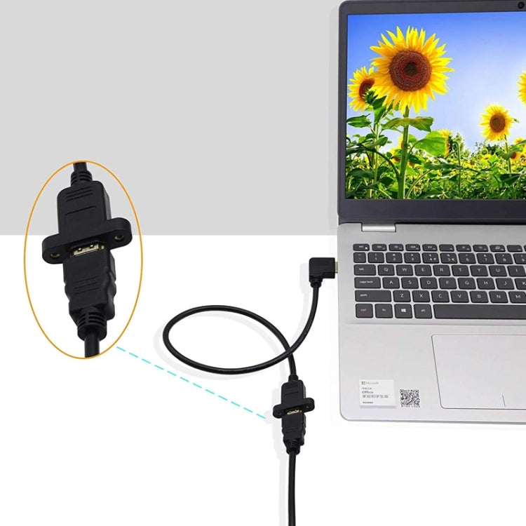 Câble adaptateur HDMI (Type-A) mâle vers HDMI (Type-A) femelle 30 cm avec 2 trous de vis, HDMI AM vers AF avec trou d'oreille (30 cm)