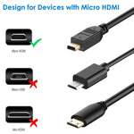 Câble adaptateur Mini HDMI mâle vers Micro HDMI mâle 30 cm, Micro HDMI mâle, longueur : 30 cm