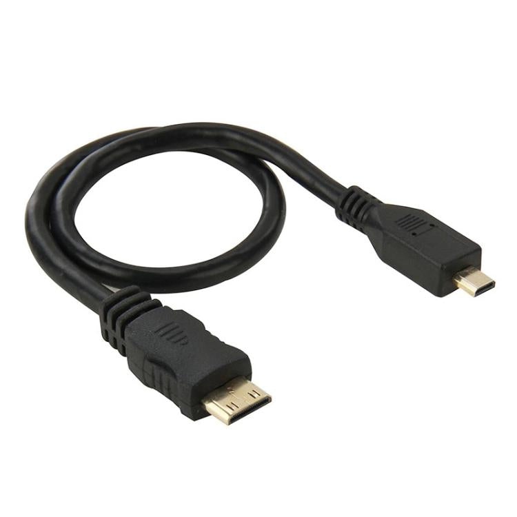 Câble adaptateur Mini HDMI mâle vers Micro HDMI mâle 30 cm, Micro HDMI mâle, longueur : 30 cm