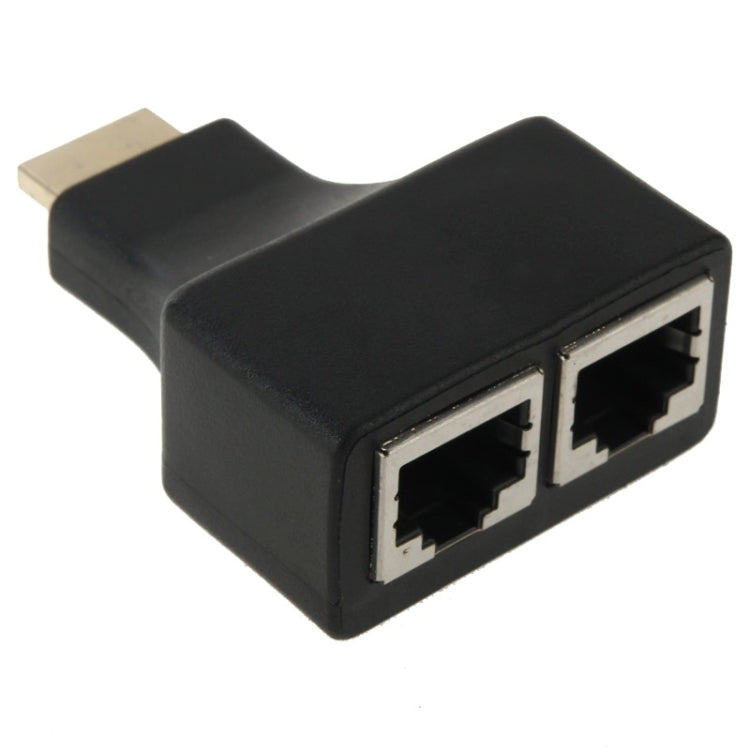 Extendeur de câble réseau HDMI 30 m vers double port RJ45 via Cat 5e/6 3D HDTV, double RJ45 noir