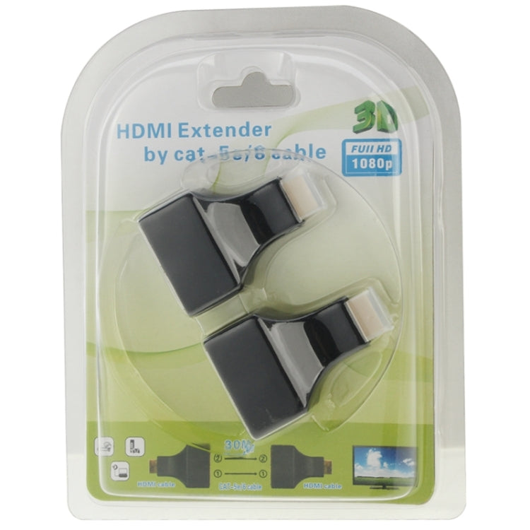 Extendeur de câble réseau HDMI 30 m vers double port RJ45 via Cat 5e/6 3D HDTV, double RJ45 noir