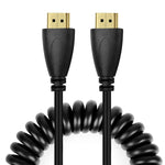 Version 1.4, câble enroulé HDMI mâle 19 broches plaqué or vers HDMI mâle, support 3D / Ethernet, longueur : 60 cm (extensible jusqu'à 2 m), HDMI AM vers AM