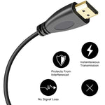 Version 1.4, câble enroulé HDMI mâle 19 broches plaqué or vers HDMI mâle, support 3D / Ethernet, longueur : 60 cm (extensible jusqu'à 2 m), HDMI AM vers AM